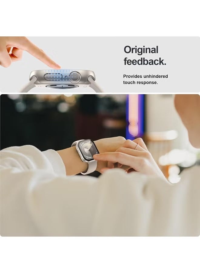 جراب ساعة أبل من السلسلة 11 مقاس 10 بوصات بحجم 42 مم مع واقي شاشة من فيلم مقوى، غطاء حماية كامل من البولي كربونات الصلب، غطاء شاشة عالي الدقة حساس للمس (42 مم، ستارلايت) - Image 5